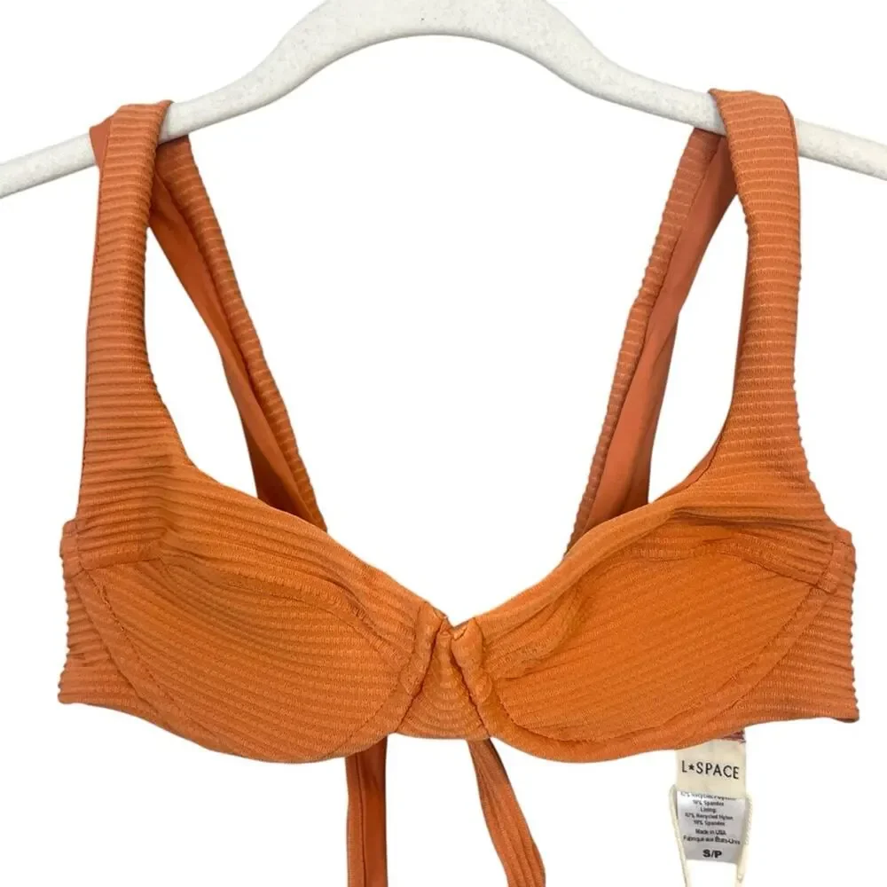 NWT l*space Nikita Top + Sandy Bottom Bikini SET in Sienna sz S Ribbed Eco Chic